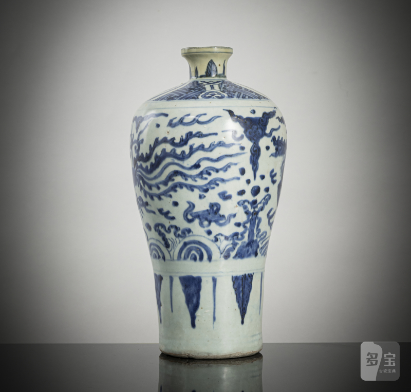 An underglaze blue decorated meiping with phoenix decoration above waves - 图2